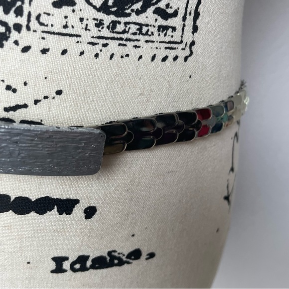 Vintage 80s Silver Toned Stretch Scale Waist Belt - Picture 4 of 12